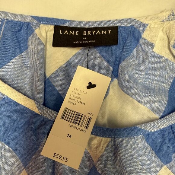 Lane Bryant Crop Blouse, Blue and White Plaid, Size 14, New with tags - Picture 8 of 8